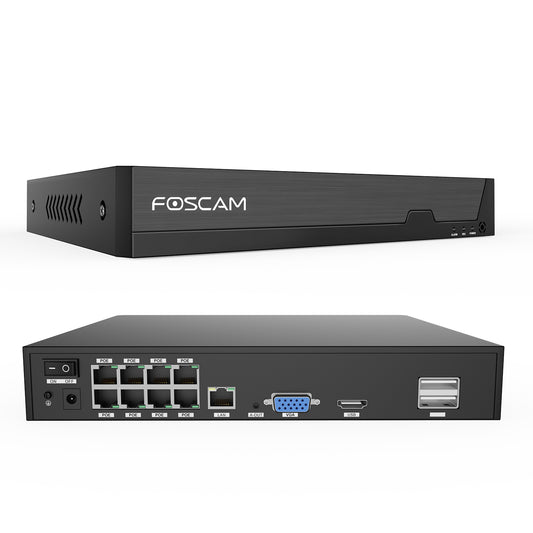 FOSCAM 4K 8MP 8CH PoE Network Video Recorder for Home Security Camera System, Support up to 16TB Hard Drive for 24/7 Continuous Recording