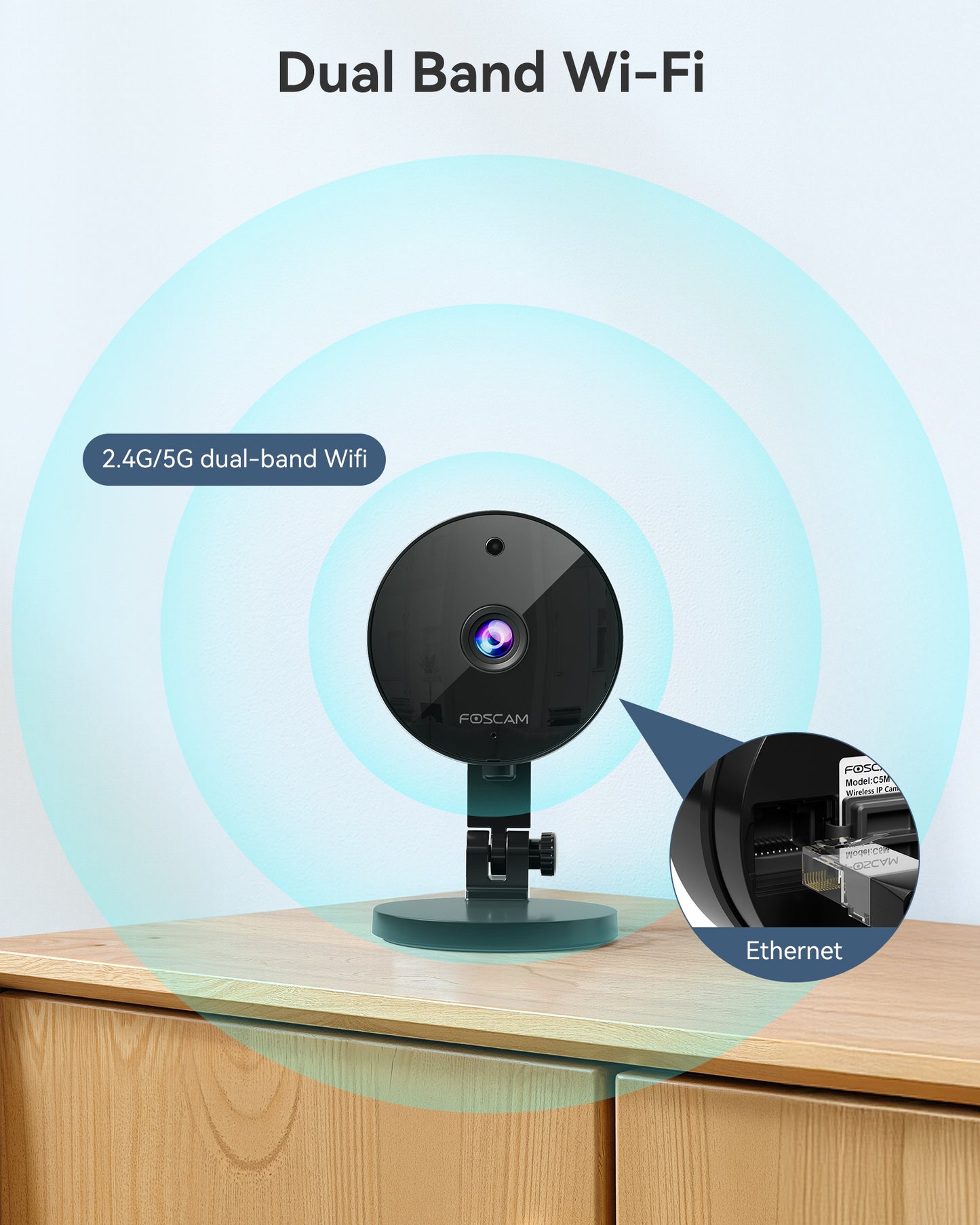 FOSCAM C5MB 3K 5MP Security Camera Indoor, 2.4g & 5g WiFi Magnetic Mini Dog/Cat/Pet/Baby Camera
