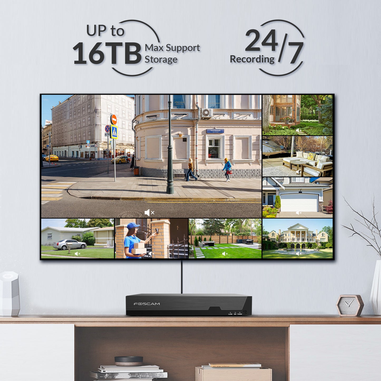 Foscam 5MP HD 8 Channel POE Home Security Camera System,Up To 16TB HDD Capacity