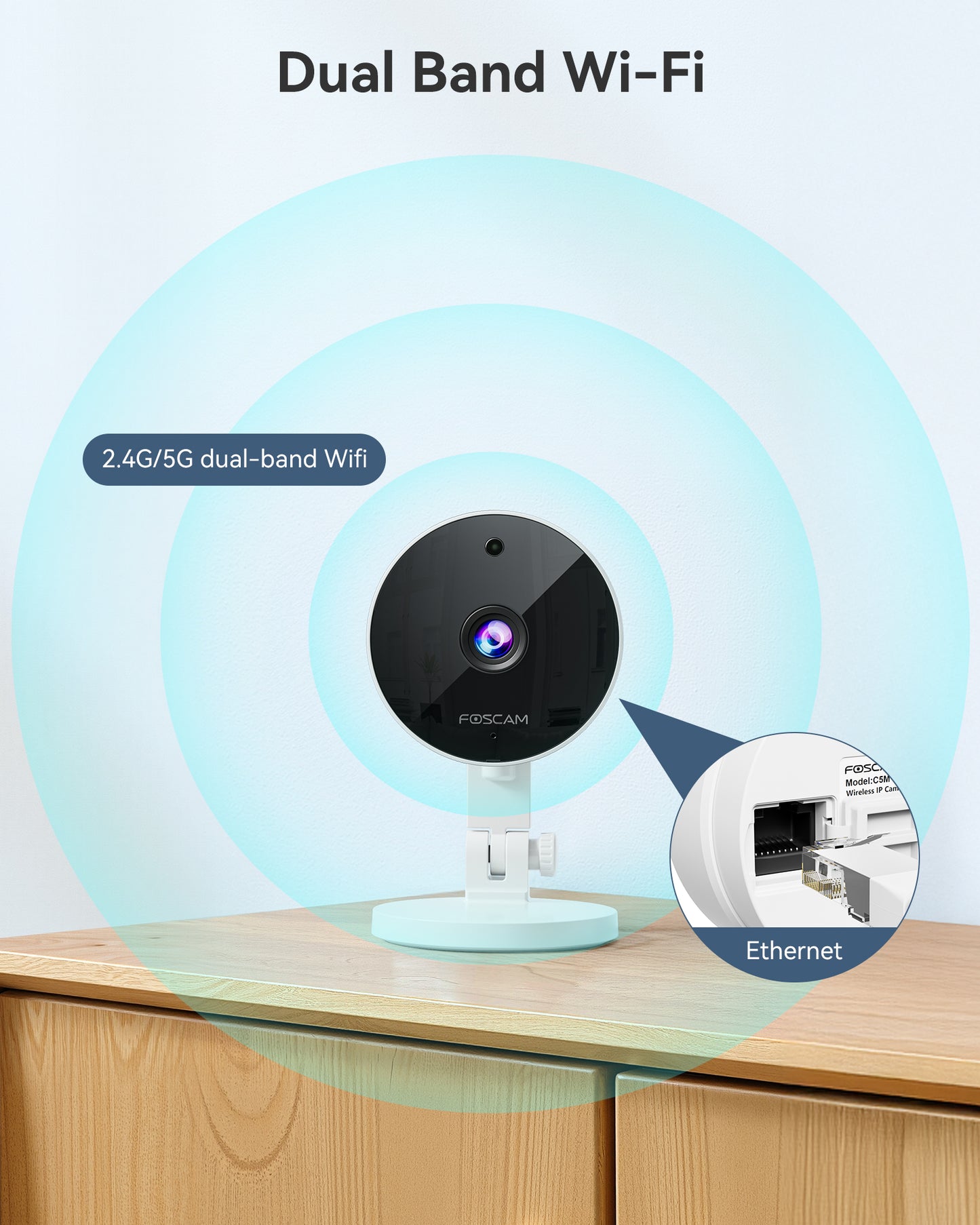 FOSCAM C5M 3K 5MP Security Camera Indoor, 2.4g & 5g WiFi Magnetic Mini Dog/Cat/Pet/Baby Camera