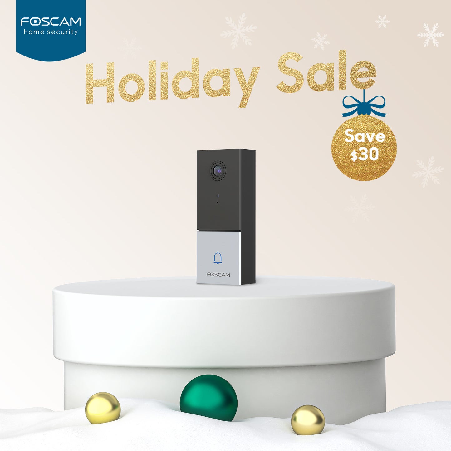 Foscam 2K 4MP 2.4Ghz/5Ghz Wi-Fi Home Security Smart Doorbell