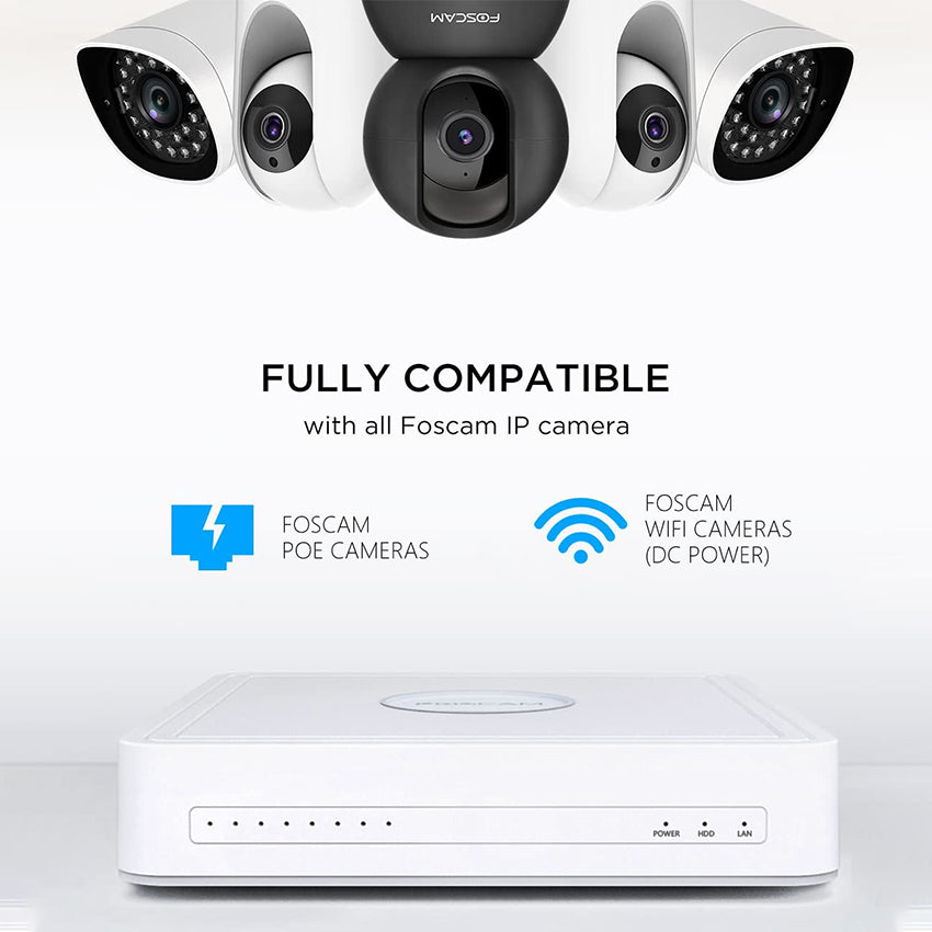 Foscam 5MP HD 8 Channel POE Home Security Camera System,Up To 10TB HDD Capacity