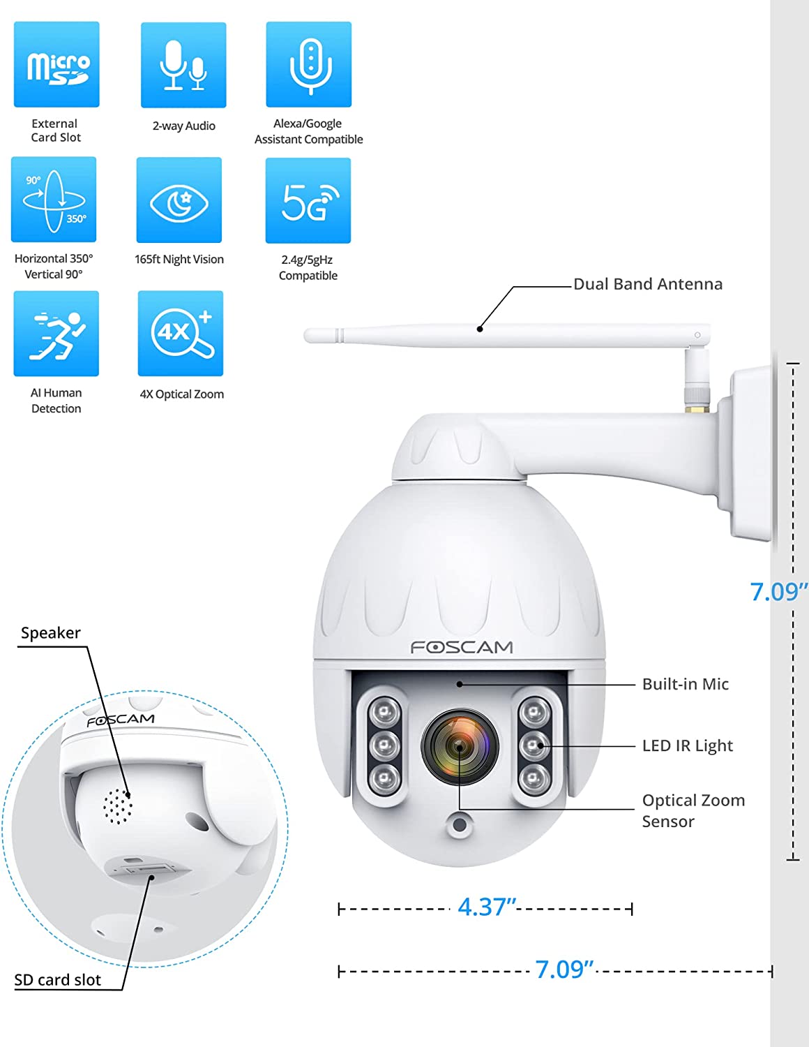 š„BOGOš„ Foscam SD4 2K Outdoor 2.4/5gHz WiFi PTZ Security Camera