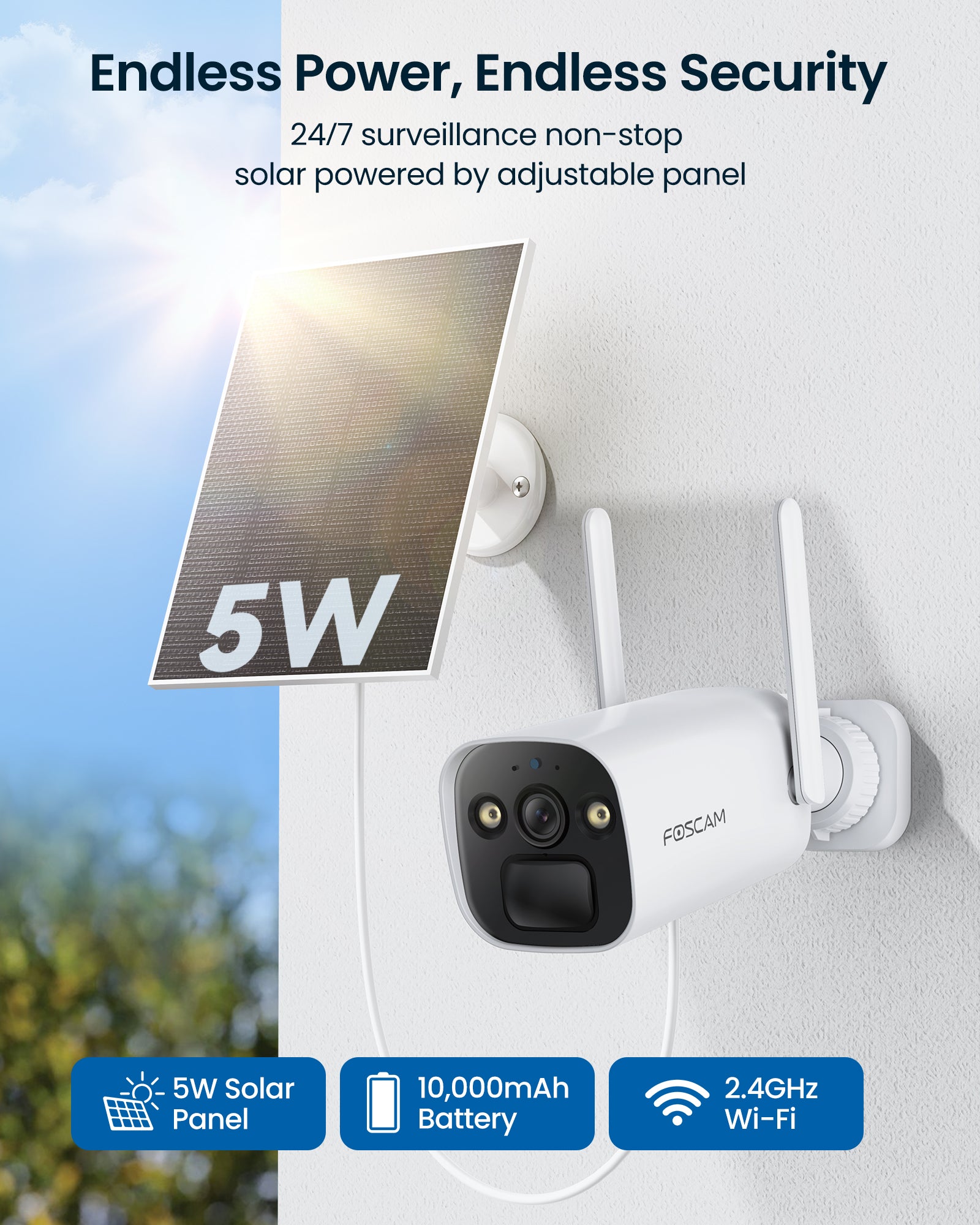 Foscam BP4 Smart Solar Wire-Free PT Battery Wifi Security Camera