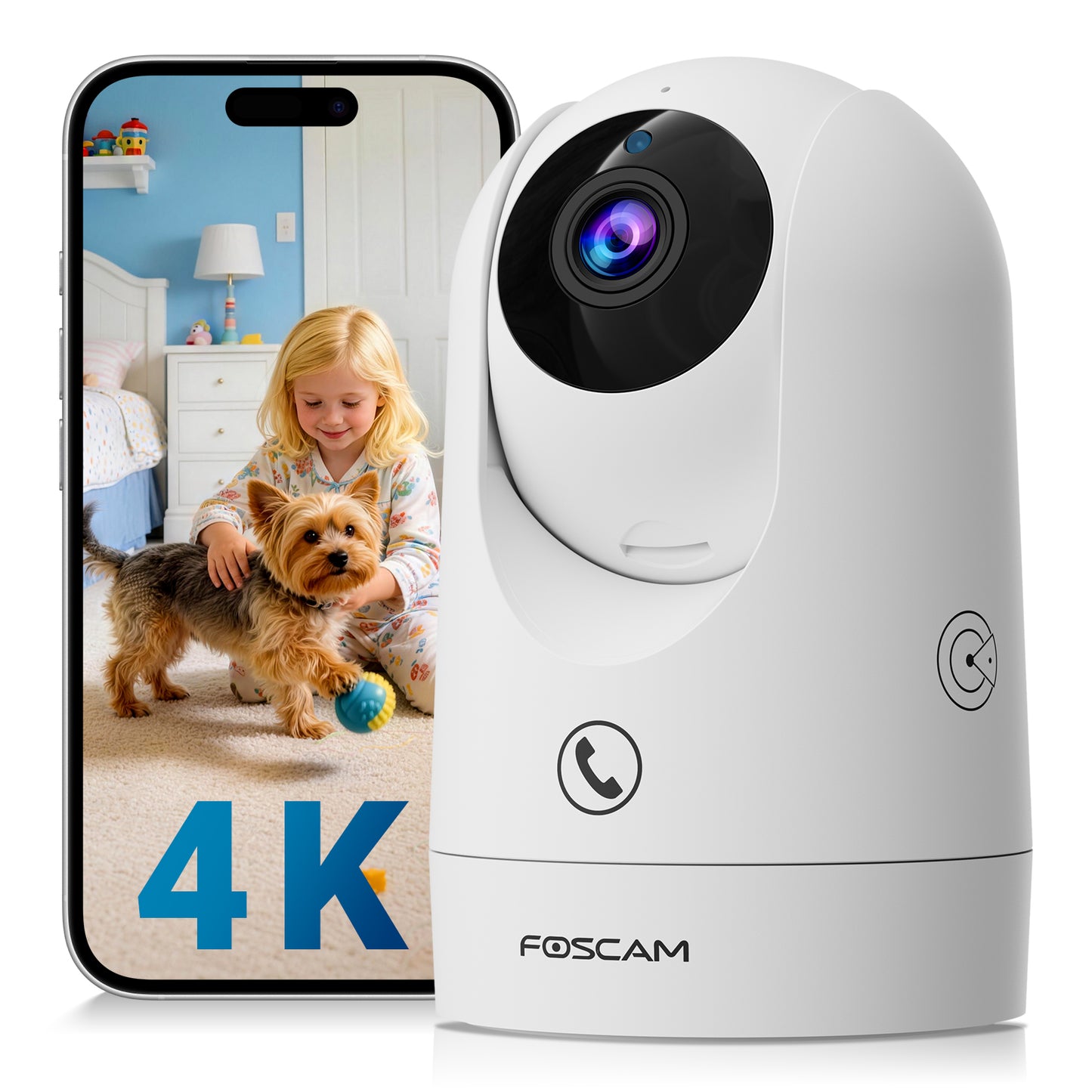 FOSCAM R8M 4K 8MP Security Camera Indoor, Live Streaming 2.4g & 5g WiFi Pet/Baby Camera