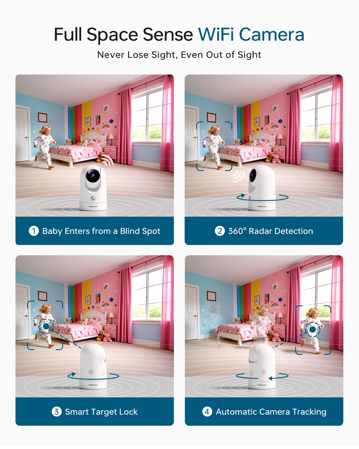 FOSCAM R8M 4K 8MP Security Camera Indoor, Live Streaming 2.4g & 5g WiFi Pet/Baby Camera