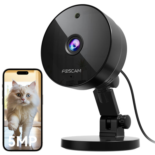 FOSCAM C5MB 3K 5MP Security Camera Indoor, 2.4g & 5g WiFi Magnetic Mini Dog/Cat/Pet/Baby Camera