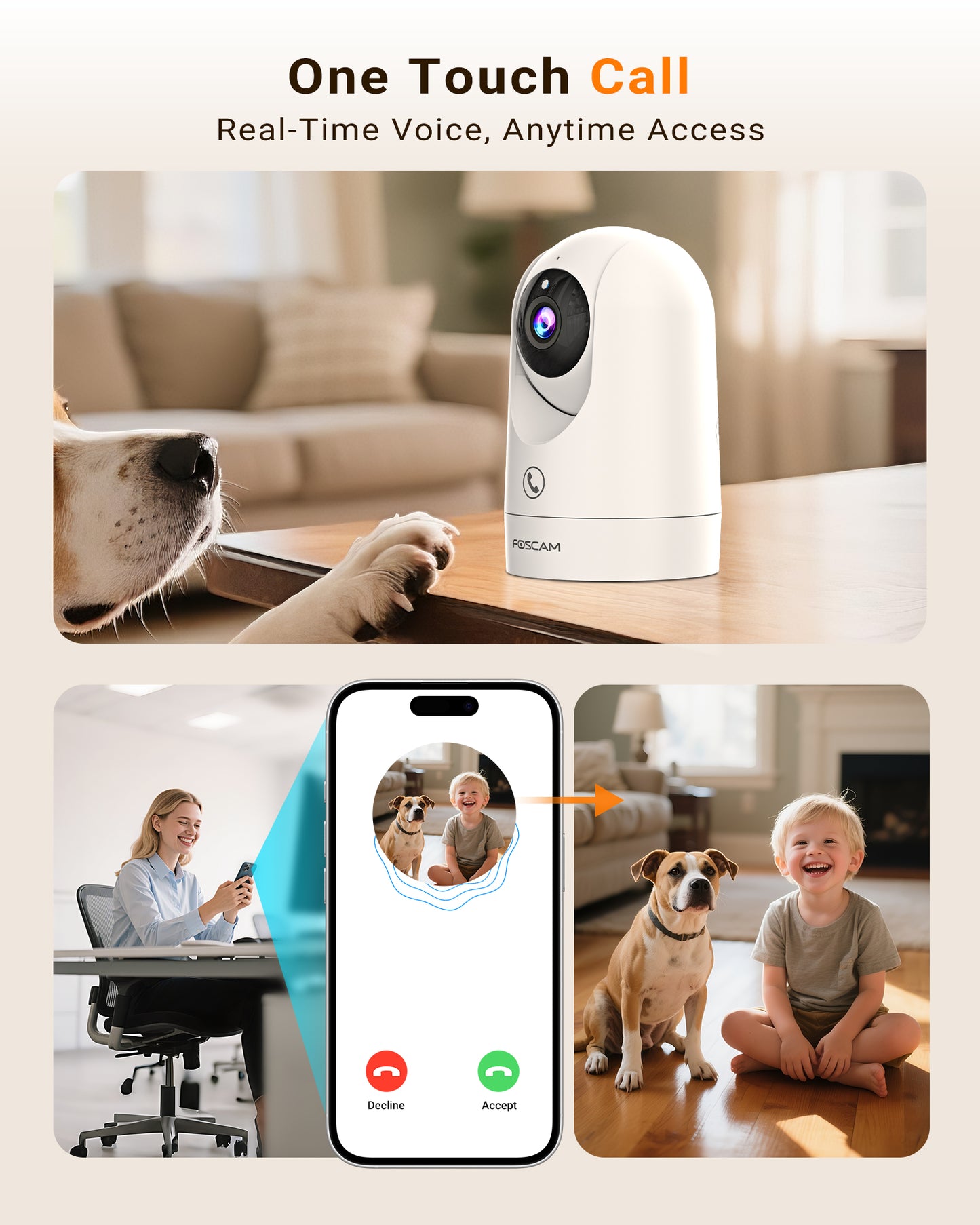 FOSCAM R8M 4K 8MP Security Camera Indoor, Live Streaming 2.4g & 5g WiFi Pet/Baby Camera