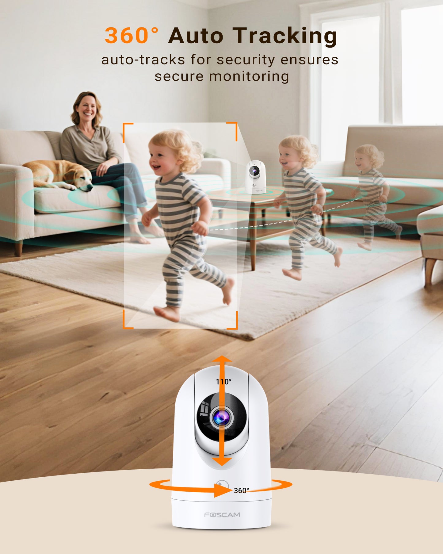 FOSCAM R8M 4K 8MP Security Camera Indoor, Live Streaming 2.4g & 5g WiFi Pet/Baby Camera