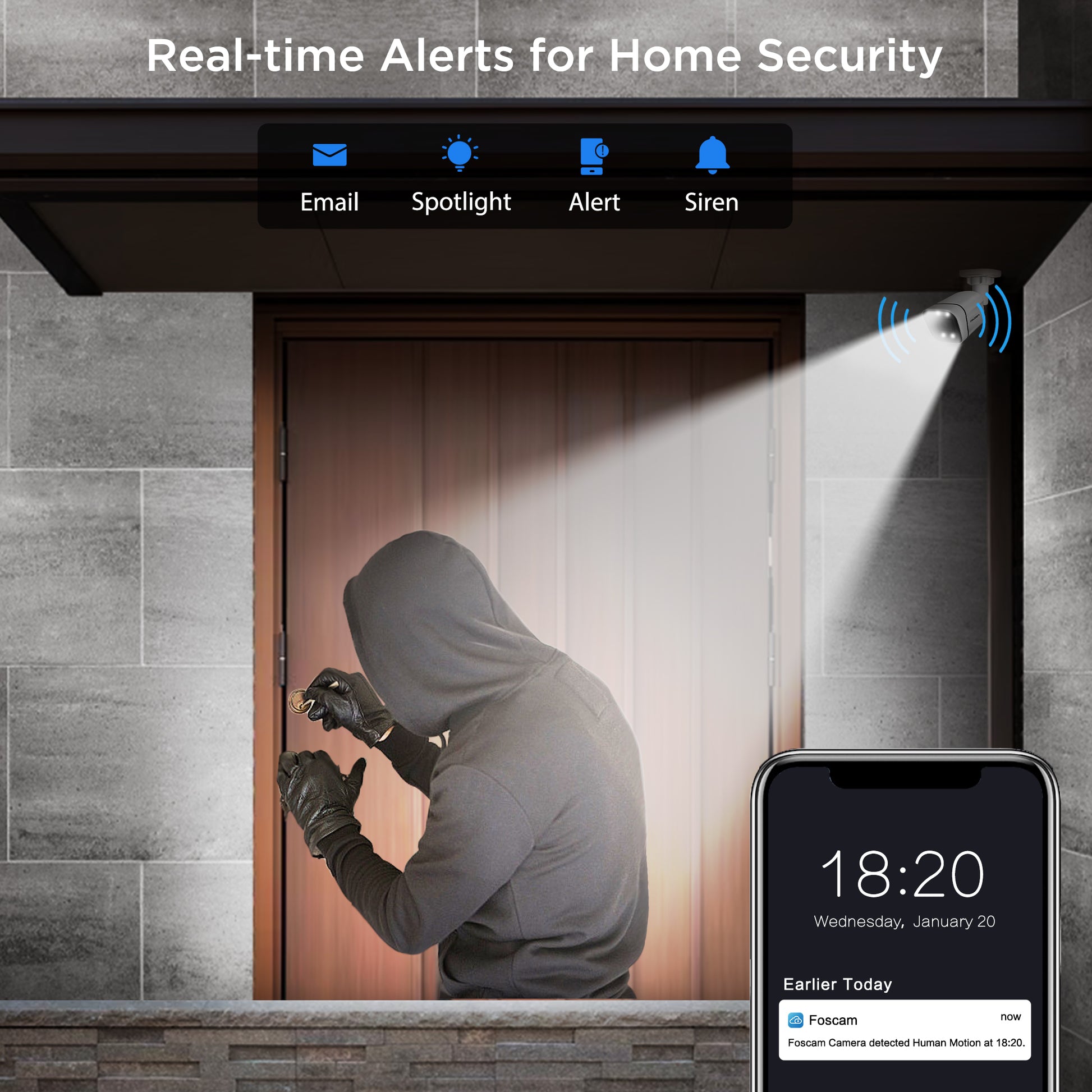  FOSCAM Cámaras IP POE de seguridad 4K 8MP, T8EP UltraHD Cámara  de seguridad de vigilancia para el hogar al aire libre con audio  bidireccional, visión nocturna a color de 66 pies