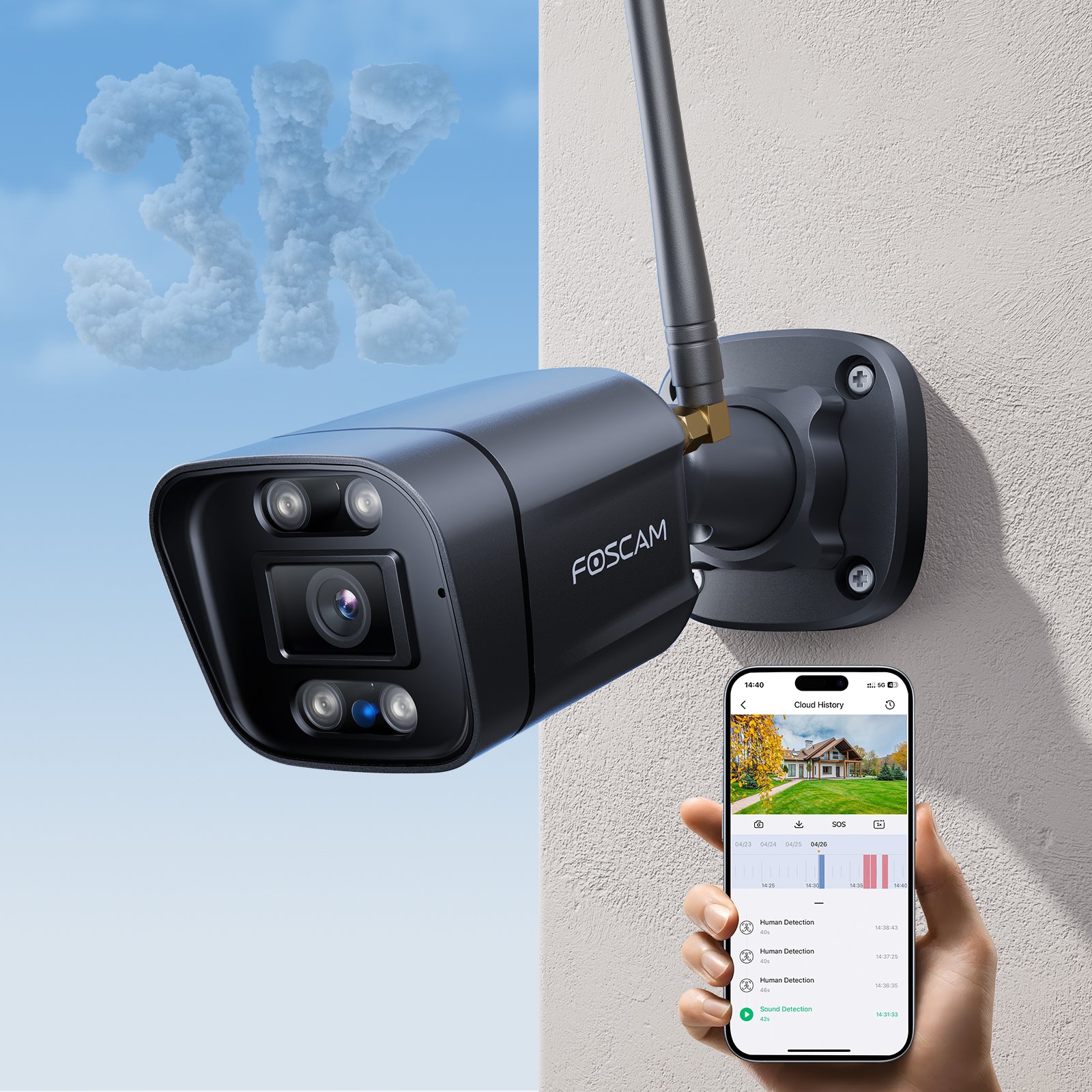 Foscam V5P 5MP WiFi Security Camera with Smart Detection