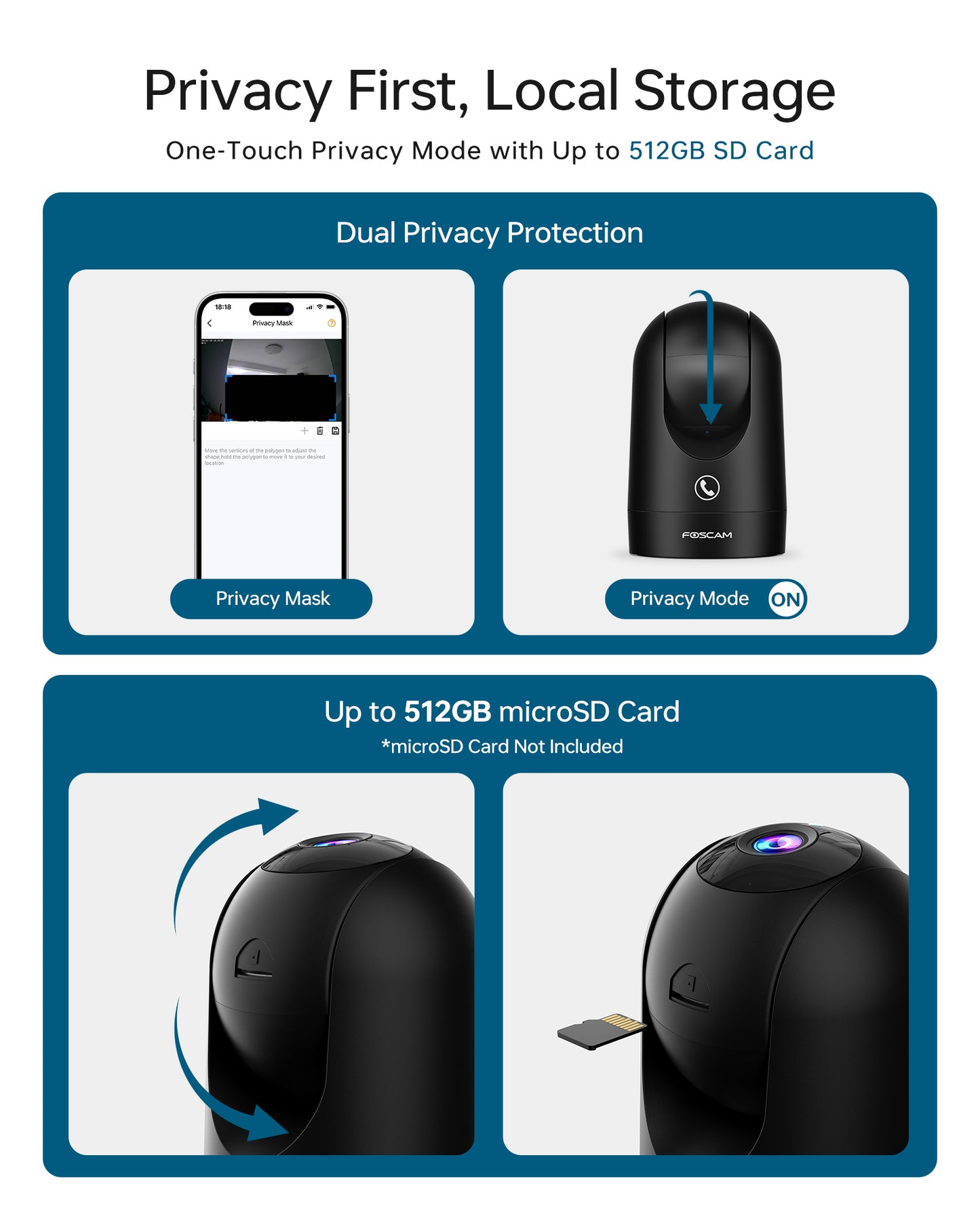 FOSCAM R8M 4K 8MP Security Camera Indoor, Live Streaming 2.4g & 5g WiFi Pet/Baby Camera