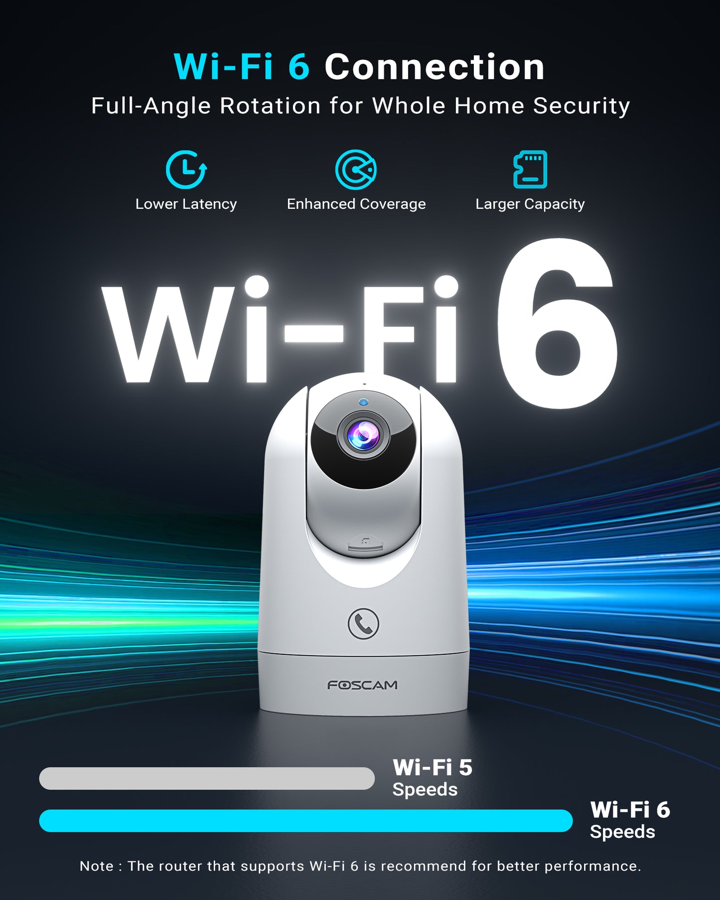 FOSCAM R8M 4K 8MP Security Camera Indoor, Live Streaming 2.4g & 5g WiFi Pet/Baby Camera