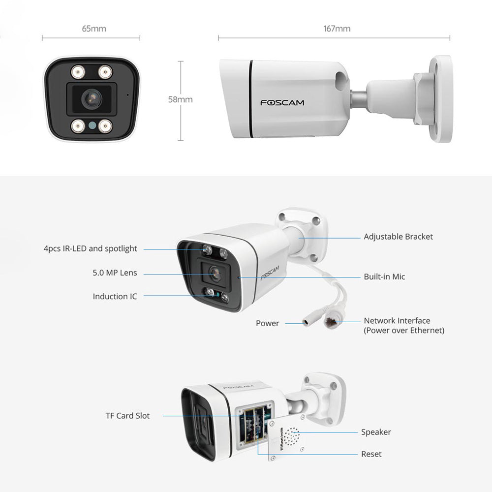 pantry accent Dated Foscam V5EP 5MP Outdoor Security IP POE Camera,with Spotlight