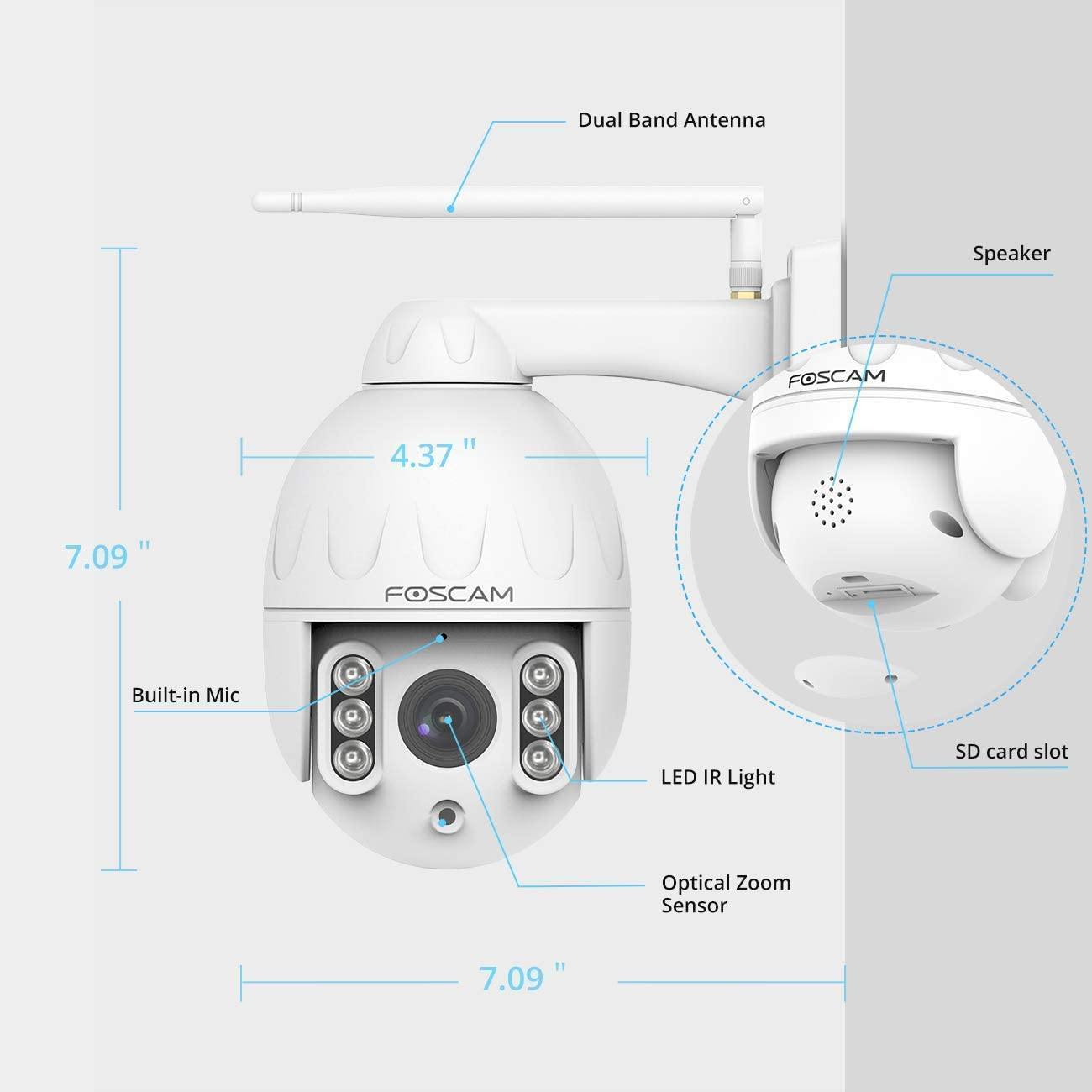 Foscam Refurbished HT2 1080p Outdoor 2.4g/5gHz WiFi PTZ IP Camera