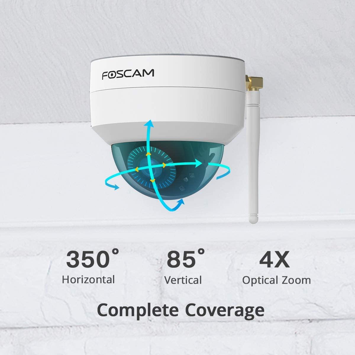 4MP Outdoor Security WiFi Camera, FOSCAM 4X Optical Zoom PT Surveillance Dome Camera, Supports 2.4G/5G Dual-Band WiFi Connection, 66ft Night Vision